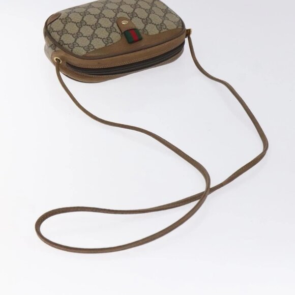 GUCCI GG Supreme Web Sherry Line Bag PVC Beige Gold 89 02 066 Auth 129909 - Picture 8 of 16